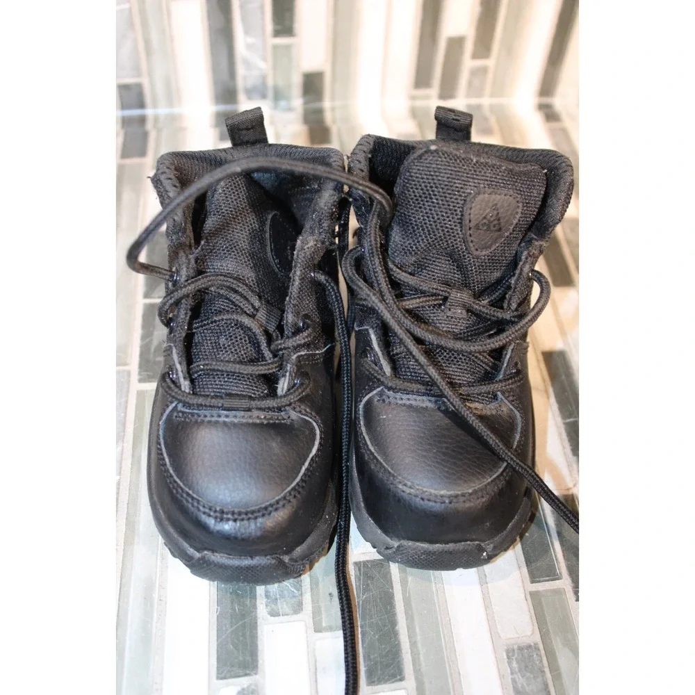 Nike ACG Manoa Leather TXT TD 'Triple Black' Little Kid Boots 7C